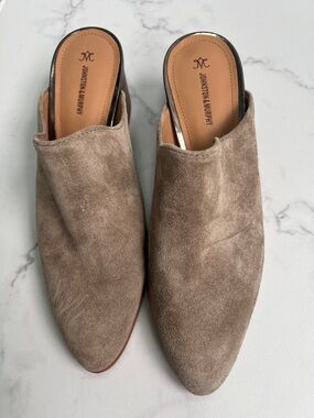 Johnston & Murphy Taupe Suede Pointed-Toe Mule